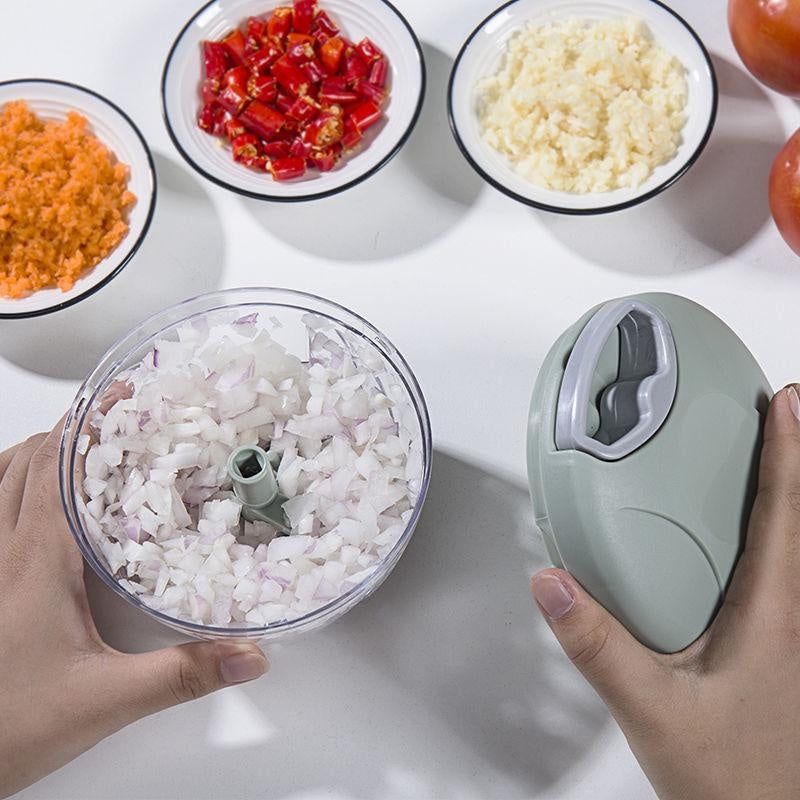 Picadora de carne manual de 500/900 ml, picadora de ajo giratoria, prensa de ajo, trituradora de verduras y cebolla, accesorios de cocina