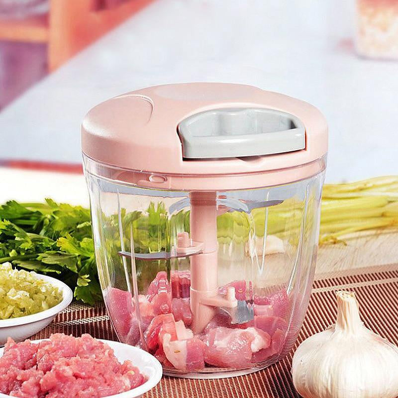 Picadora de carne manual de 500/900 ml, picadora de ajo giratoria, prensa de ajo, trituradora de verduras y cebolla, accesorios de cocina