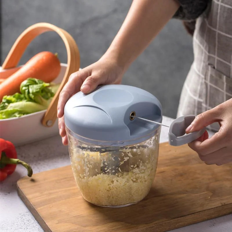 Picadora de carne manual de 500/900 ml, picadora de ajo giratoria, prensa de ajo, trituradora de verduras y cebolla, accesorios de cocina