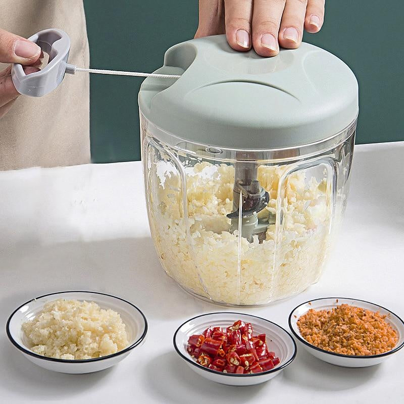 Picadora de carne manual de 500/900 ml, picadora de ajo giratoria, prensa de ajo, trituradora de verduras y cebolla, accesorios de cocina
