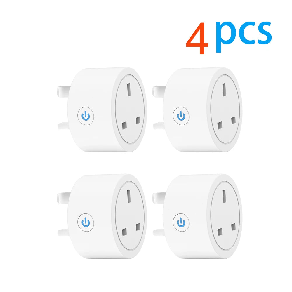 20A Tuya Smart Socket WLAN UK Stecker 3-Pin Adapter Zuhause Alexa Sprachsteuerung mit Energiemonitoring Timer Funktion Steckdose Set