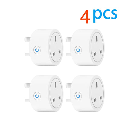 20A Tuya Smart Socket WLAN UK Stecker 3-Pin Adapter Zuhause Alexa Sprachsteuerung mit Energiemonitoring Timer Funktion Steckdose Set