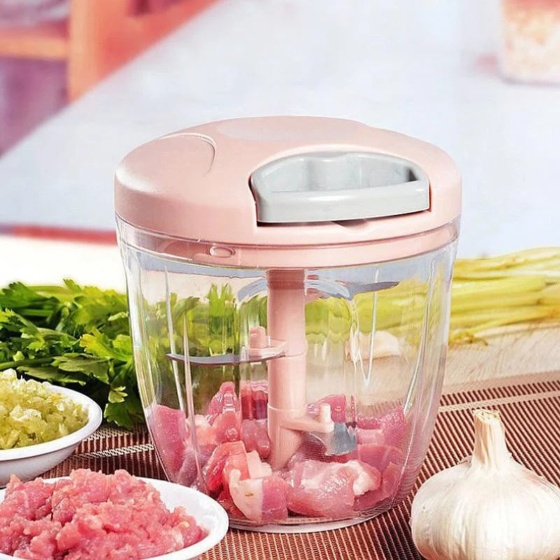 Picadora de carne manual de 500/900 ml, picadora de ajo giratoria, prensa de ajo, trituradora de verduras y cebolla, accesorios de cocina