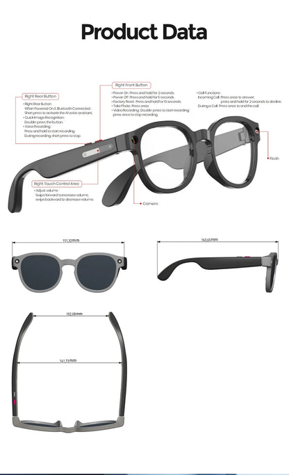 Nexa AI Smart Glasses with Camera & Bluetooth Audio