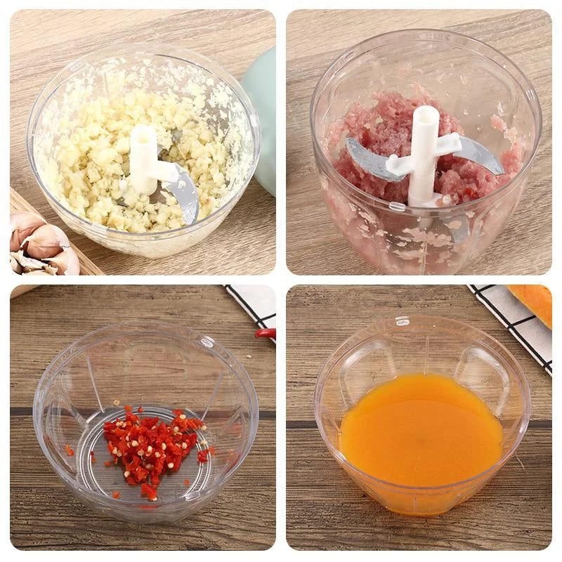 Picadora de carne manual de 500/900 ml, picadora de ajo giratoria, prensa de ajo, trituradora de verduras y cebolla, accesorios de cocina