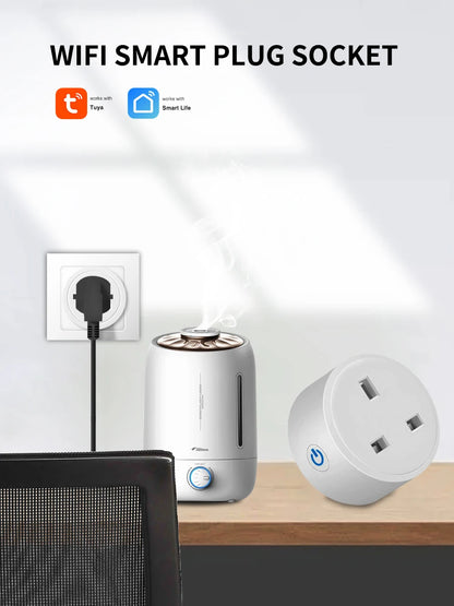 20A Tuya Smart Socket WLAN UK Stecker 3-Pin Adapter Zuhause Alexa Sprachsteuerung mit Energiemonitoring Timer Funktion Steckdose Set