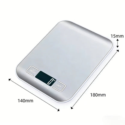 Balanza de Cocina Digital 10/5kg-1g, Pantalla LED, Panel de Acero Inoxidable, Básculas Electrónicas para el Hogar, Alimentos, Bocadillos, Horneado