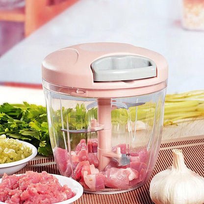 Picadora de carne manual de 500/900 ml, picadora de ajo giratoria, prensa de ajo, trituradora de verduras y cebolla, accesorios de cocina