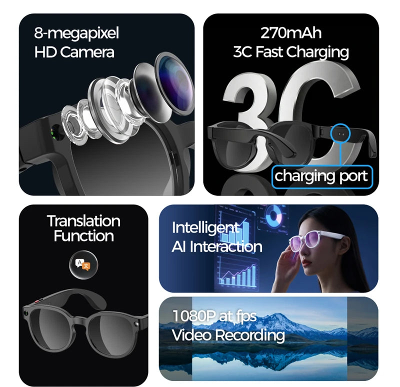 Nexa AI Smart Glasses with Camera & Bluetooth Audio