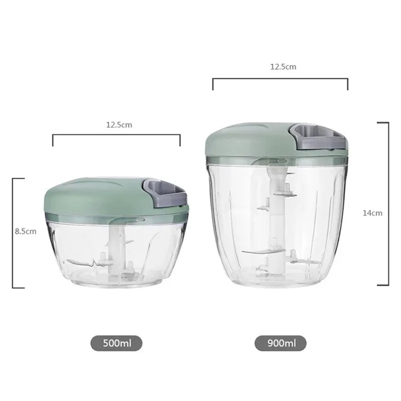Picadora de carne manual de 500/900 ml, picadora de ajo giratoria, prensa de ajo, trituradora de verduras y cebolla, accesorios de cocina