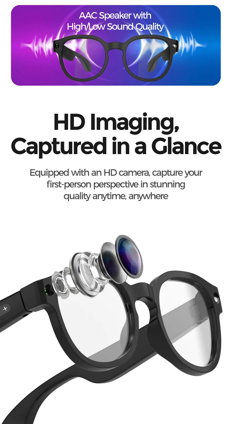 Nexa AI Smart Glasses with Camera & Bluetooth Audio
